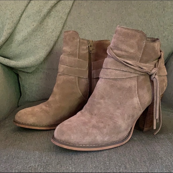 Shoes - Taupe Cow Suede Booties
